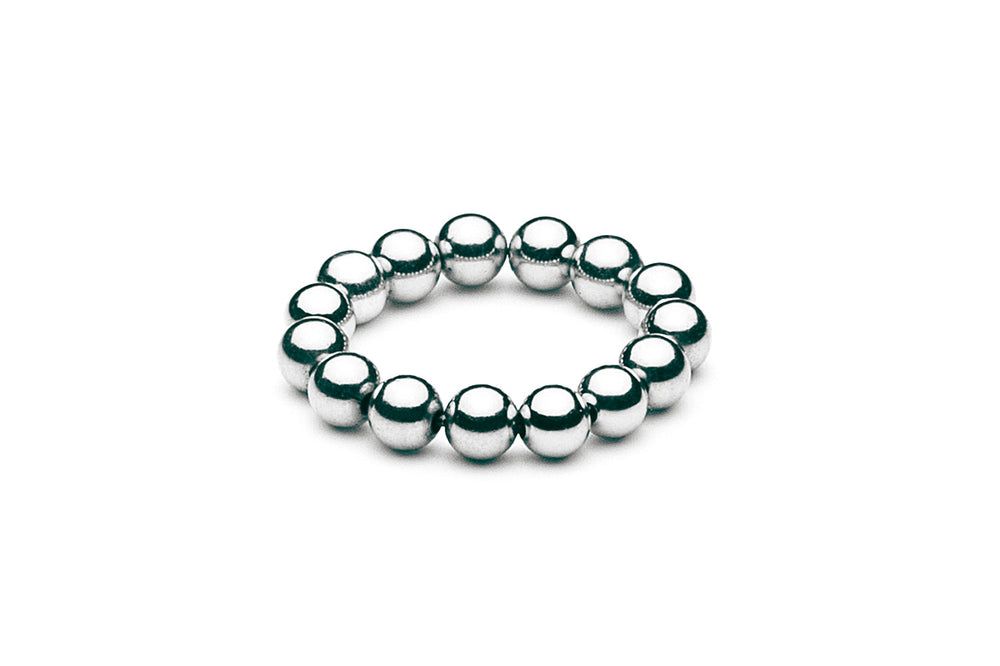 Beaded ring - Ball ring - elastic - maxi - Silver