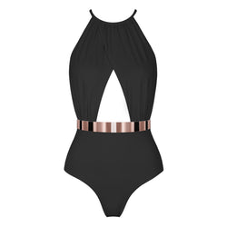 BARBADOS Badeanzug - STUDIO EDITION ROSÉGOLD/ SCHWARZ METALLIC - SCHWARZ