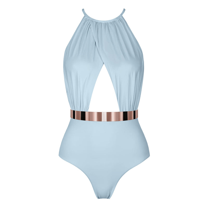 BARBADOS Badeanzug - STUDIO EDITION ROSÉGOLD/ SCHWARZ METALLIC - HELLBLAU
