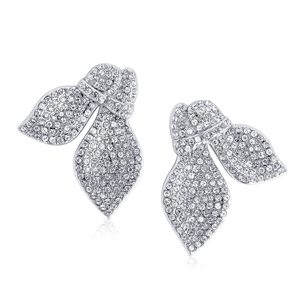 Crystal Leaf Oversize Earrings – Silber
