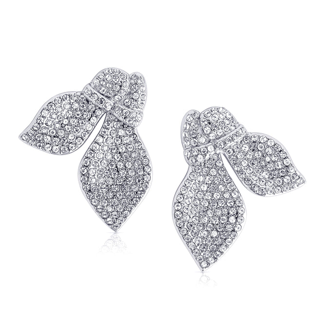 Crystal Leaf Oversize Earrings – Silber