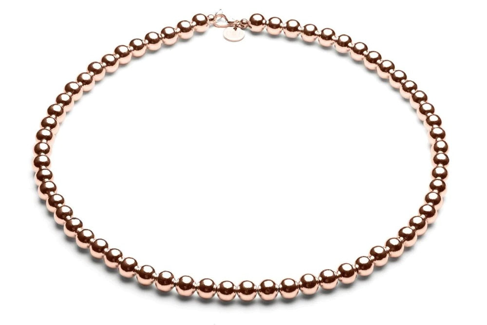 Beaded Necklace  - Kugelkette - 6mm -  Roségold