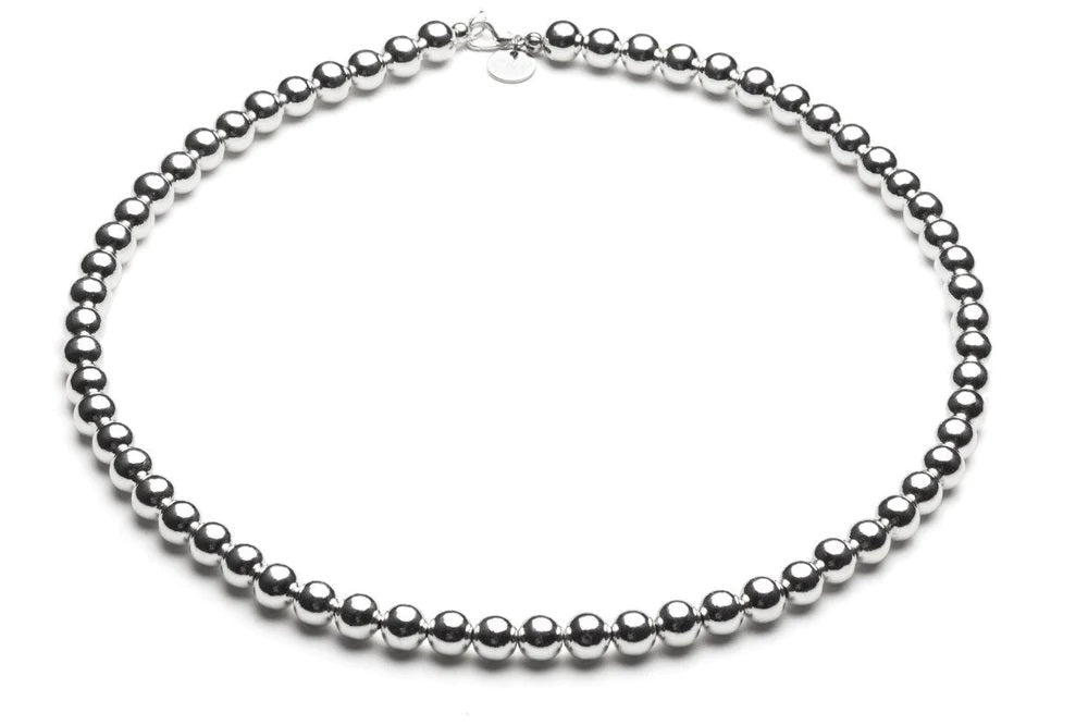 Beaded Necklace  - Kugelkette - 6mm -  Silber