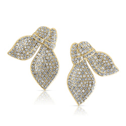 Crystal Leaf Oversize Earrings Gold