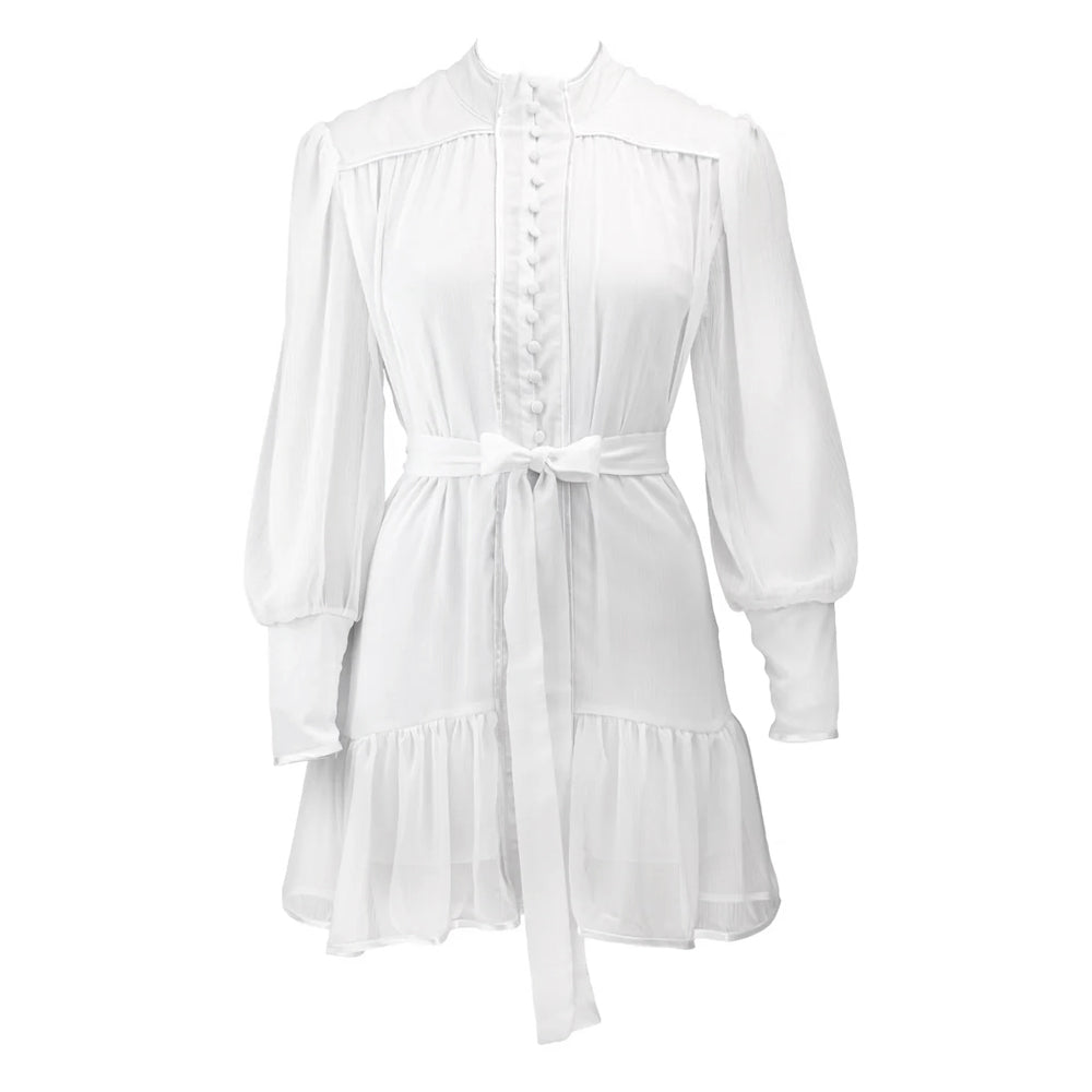 I LOVE BUTTONS DRESS - White