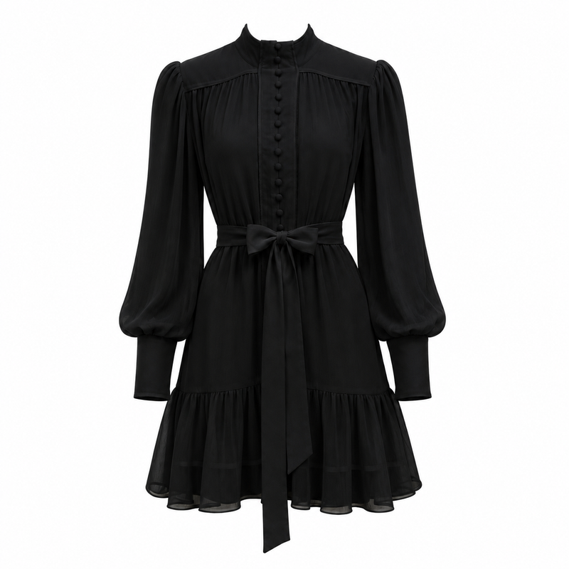 I LOVE BUTTONS DRESS - Black