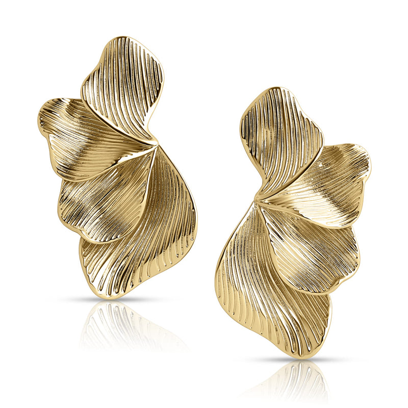 Oversize Ginkgo Leaf Earrings Gold