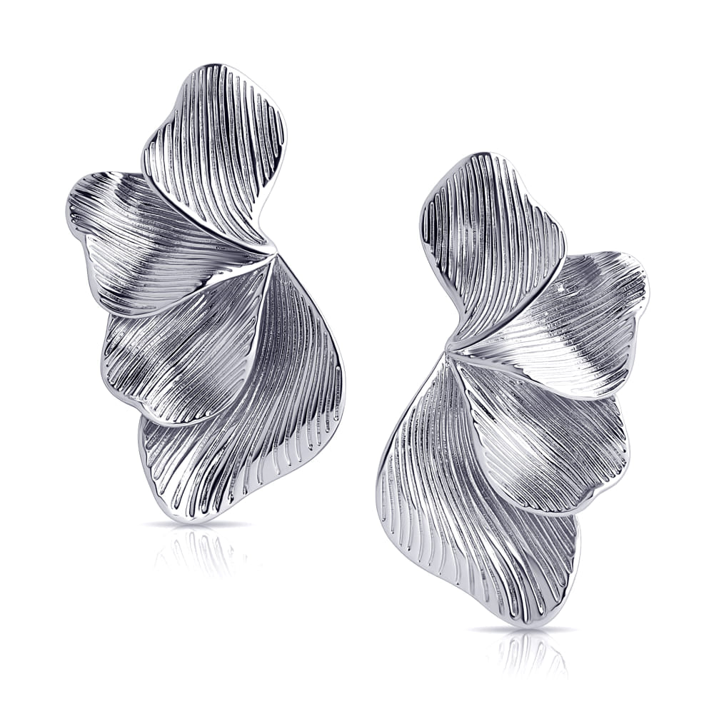 Oversize Ginkgo Leaf Earrings Silber