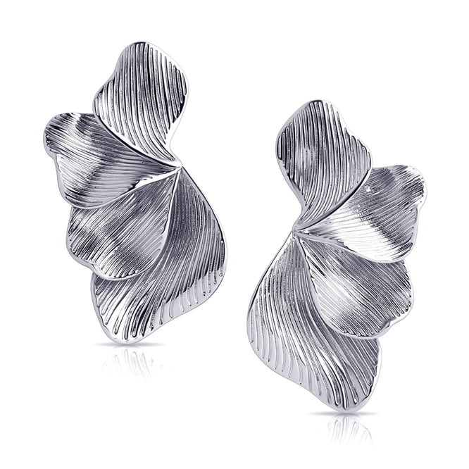 Oversize Ginkgo Leaf Earrings Silber