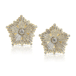 Peony Crystal Oversize Earrings Gold