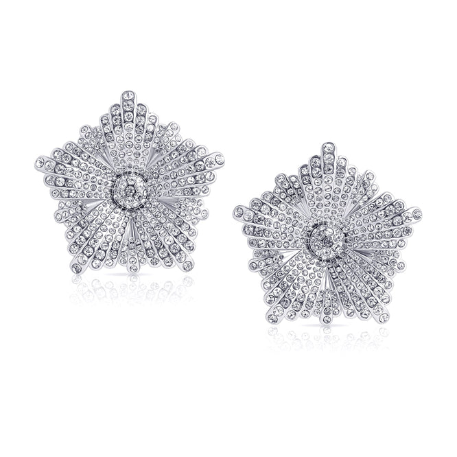 Peony Crystal Oversize Earrings Silber