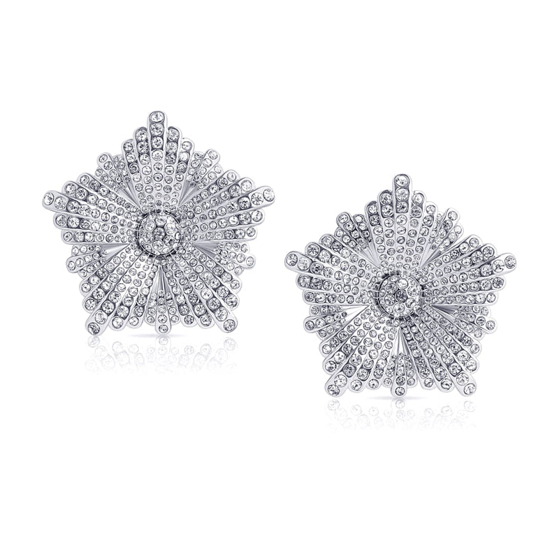 Peony Crystal Oversize Earrings Silber