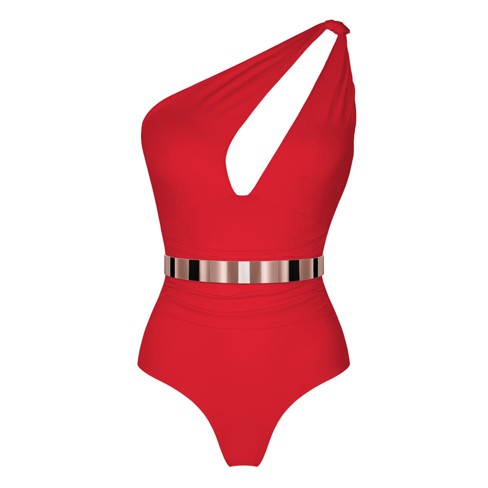 SILHOUETTE Swimsuit - >STUDIO EDITION ROSÉGOLD/ BLACK METALLIC - CORAL RED